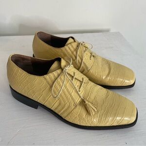Marco Vicci Skat Oxford Croc Embossed Shoes Yellow Sz 10